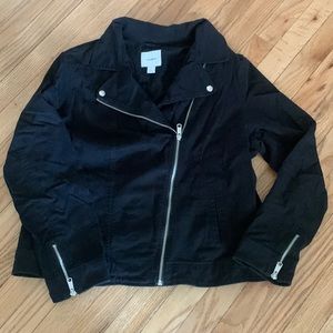 Old Navy Black Cotton Twill Motorcycle Jacket